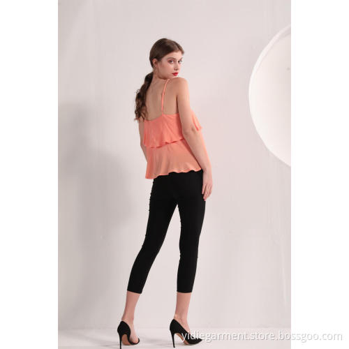 Women's Peach Color Founce Top